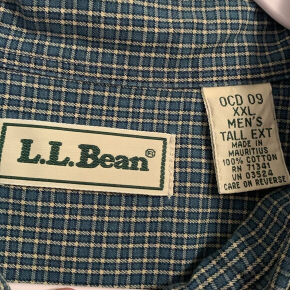 L.L. Bean Blue Casual Checkered Button Down Pocket Shirt Relaxed Fit Size XXL T - Picture 9 of 11